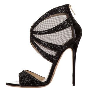 Black glitter Jimmy Choo Leila sandals